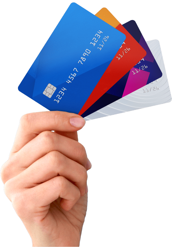 hand holding credit cards